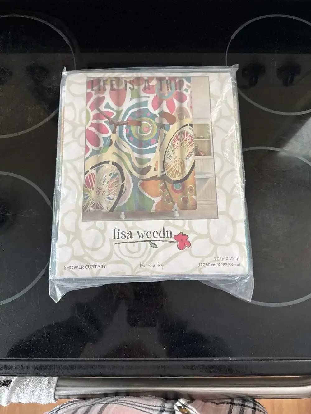 Lisa Weedn Life Is A Trip Fabric Shower Curtain BICYCLE Floral 70x72 NEW